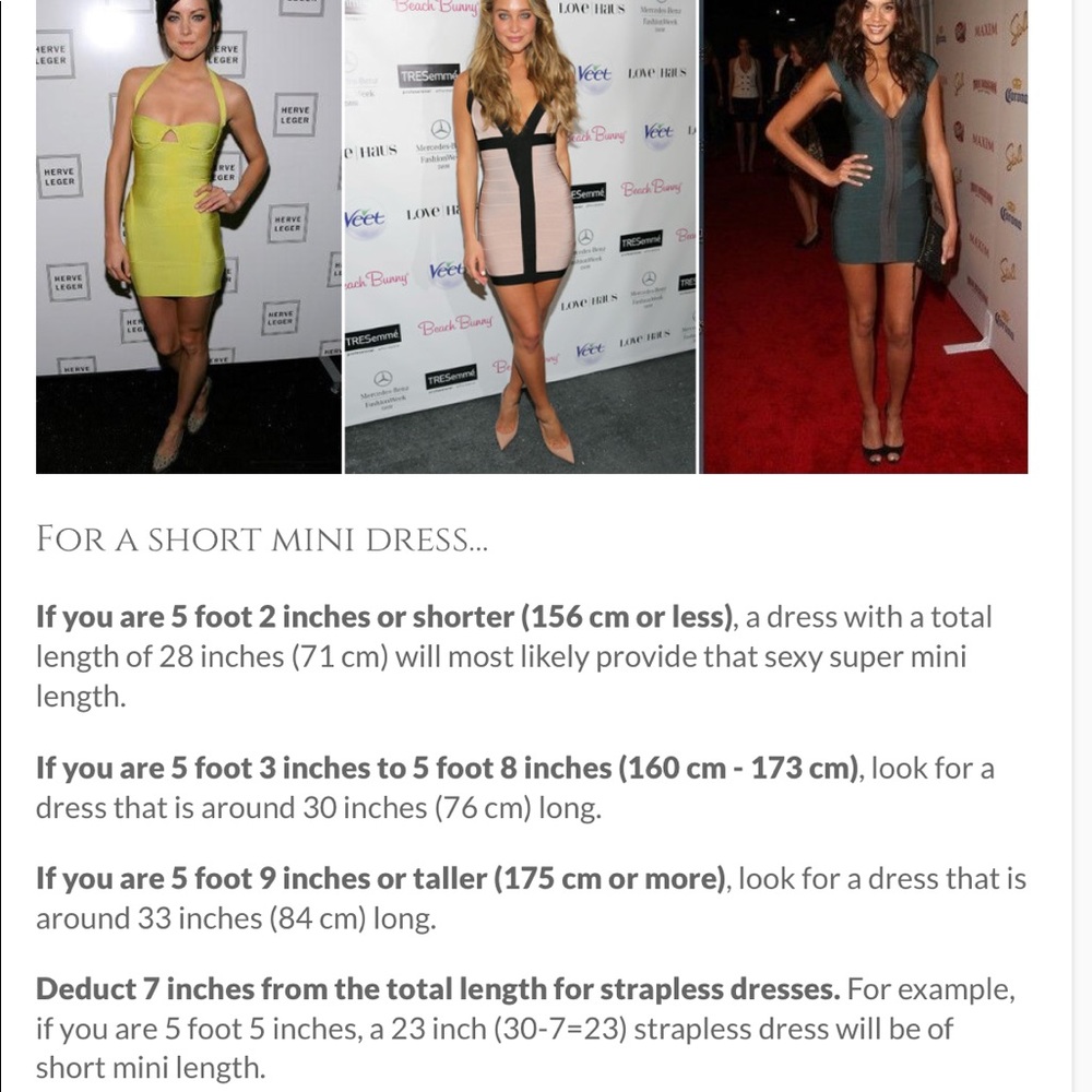 Dress size guide